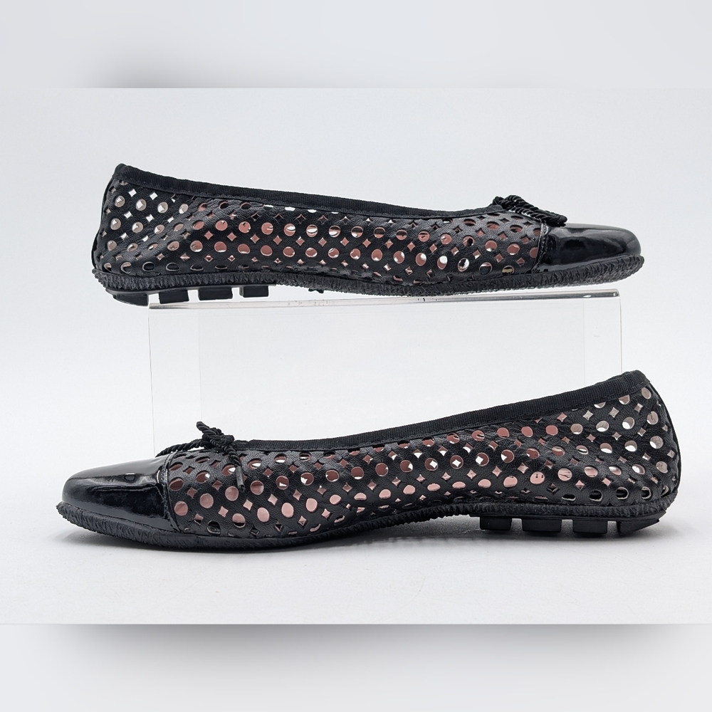 Paul Mayers Attitudes Ballet Flats Sz 8B Black Patent & Mesh Leather Women Shoes - Picture 11 of 17